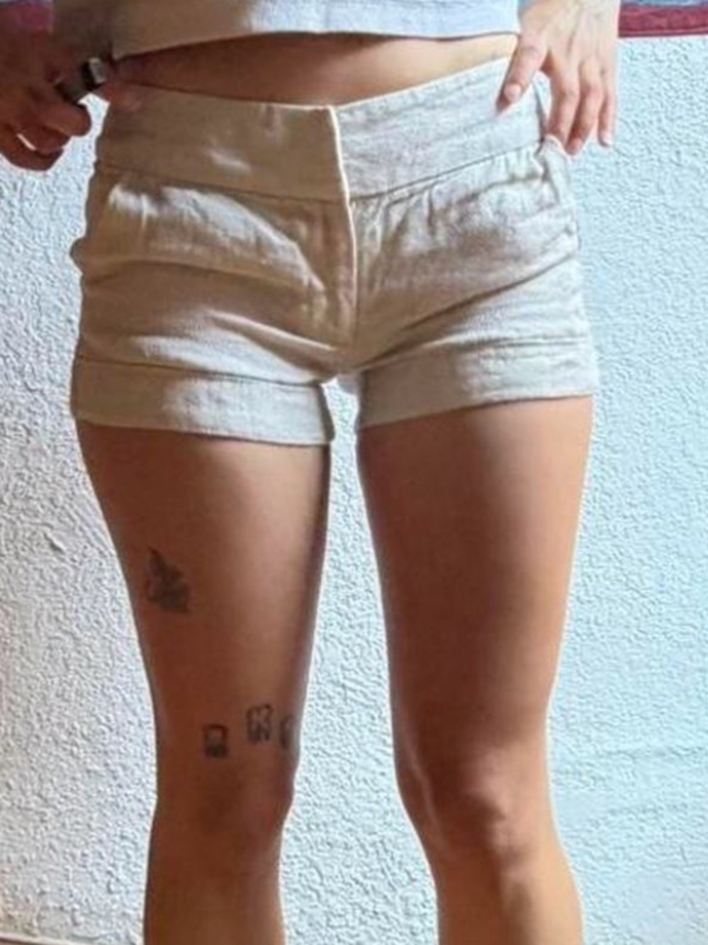 High-Waist Cream Linen Blend Women’s Shorts
